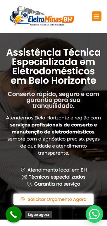Site desenvolvido para EletroMinas BH, versão mobile