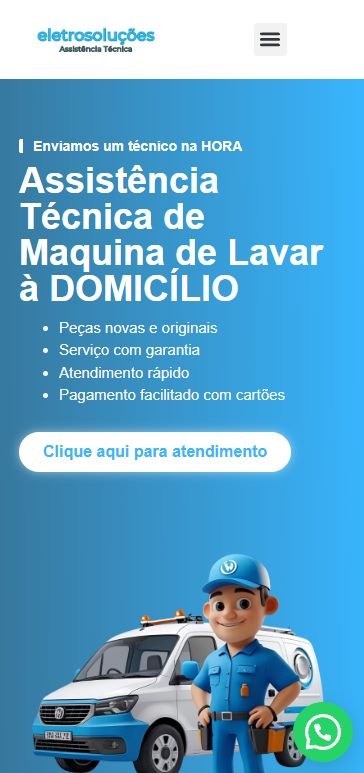 Site desenvolvido para EletroSoluções BH, versão mobile