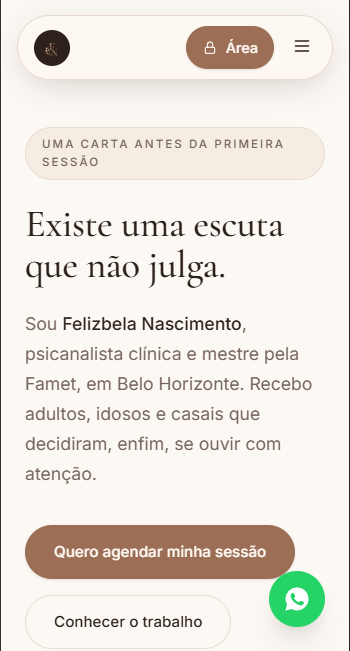 Sistema de agendamento desenvolvido para Feliz Bela Nascimento, versão mobile