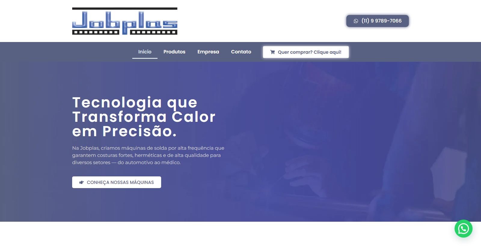Site desenvolvido para Jobplas, versão desktop