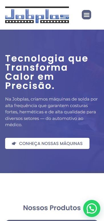 Site desenvolvido para Jobplas, versão mobile