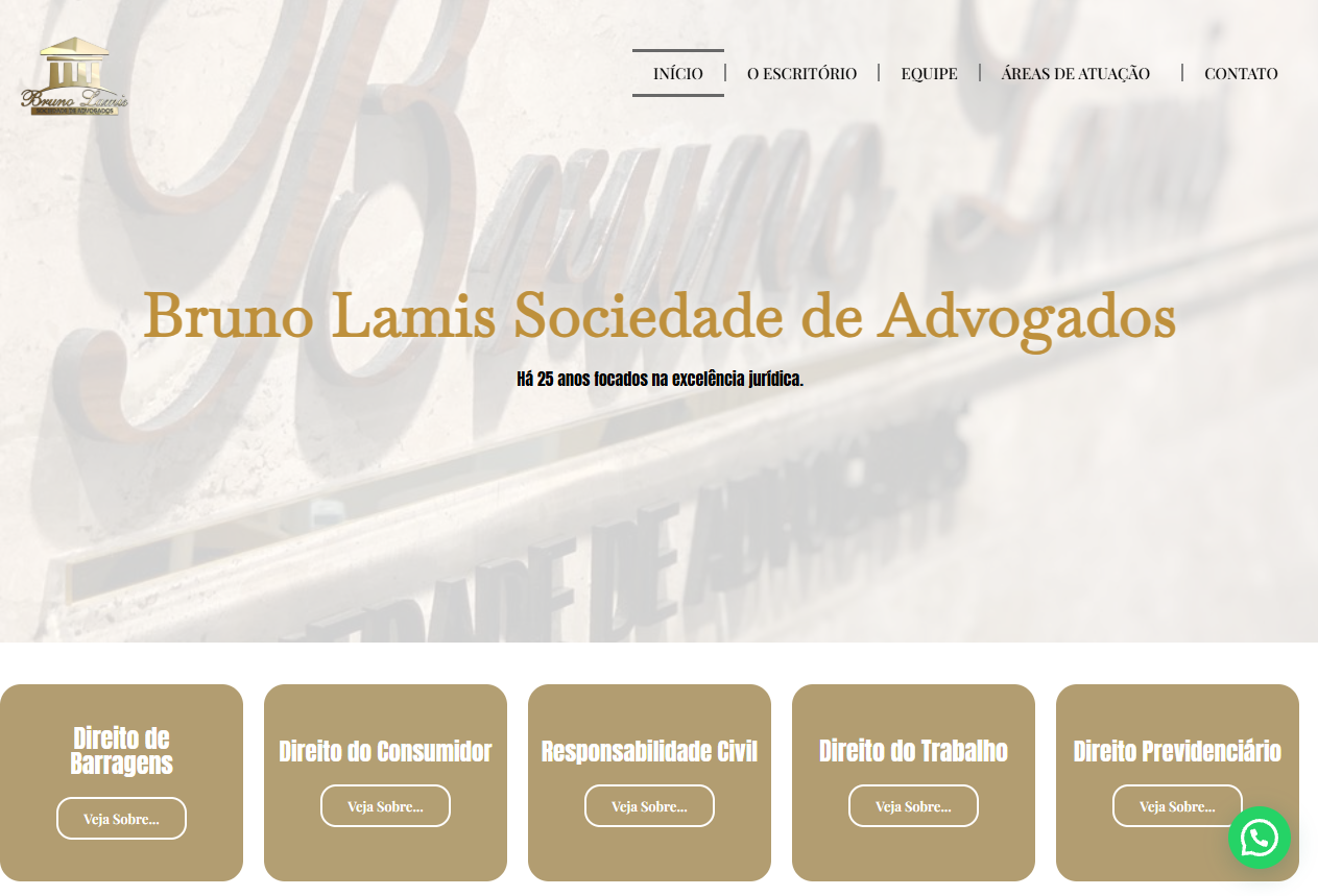 Sitio desarrollado para Bruno Lamis Sociedade de Advogados, versión desktop