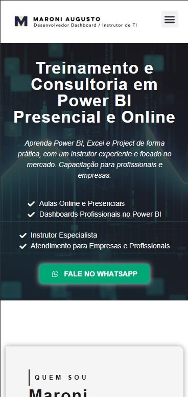 Site desenvolvido para Maroni Augusto, versão mobile