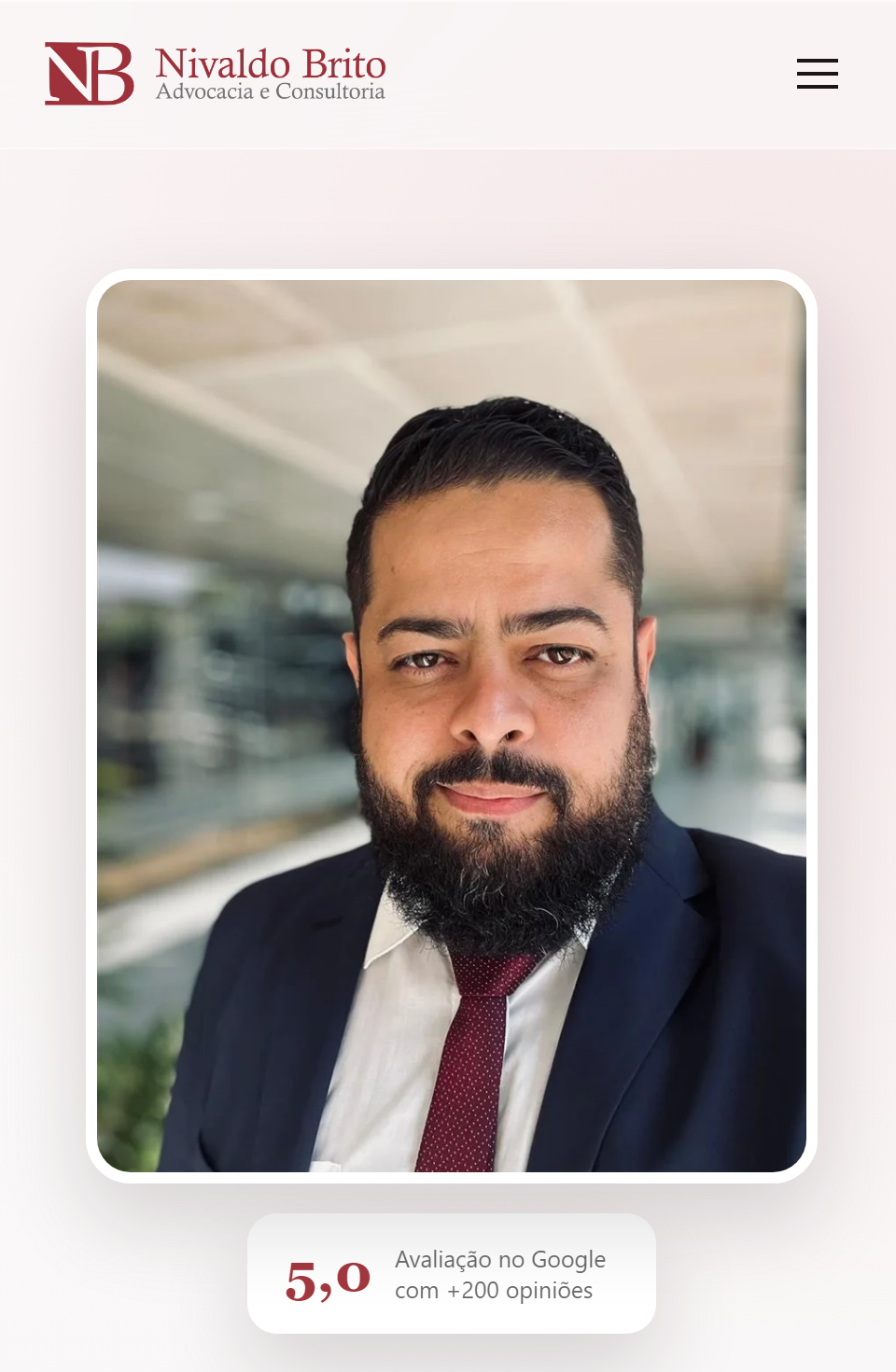Versão mobile da landing page de Nivaldo Brito Advocacia