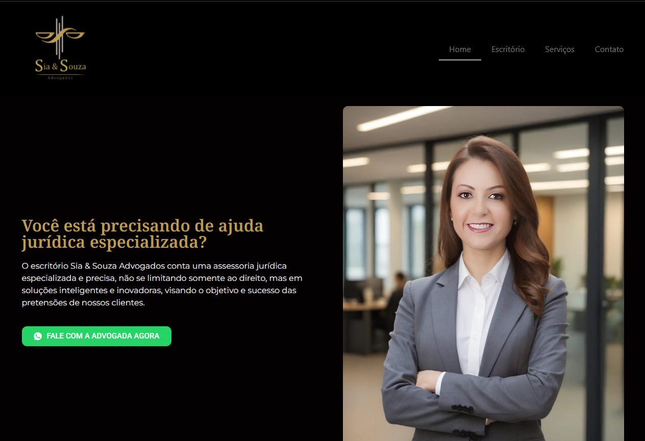 Sitio desarrollado para Sia & Souza Advogados, versión desktop